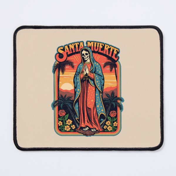 Item preview, Santa Muerte: Holy Death at Sunset with Palm Trees designed and sold by Vintagenaut Co..