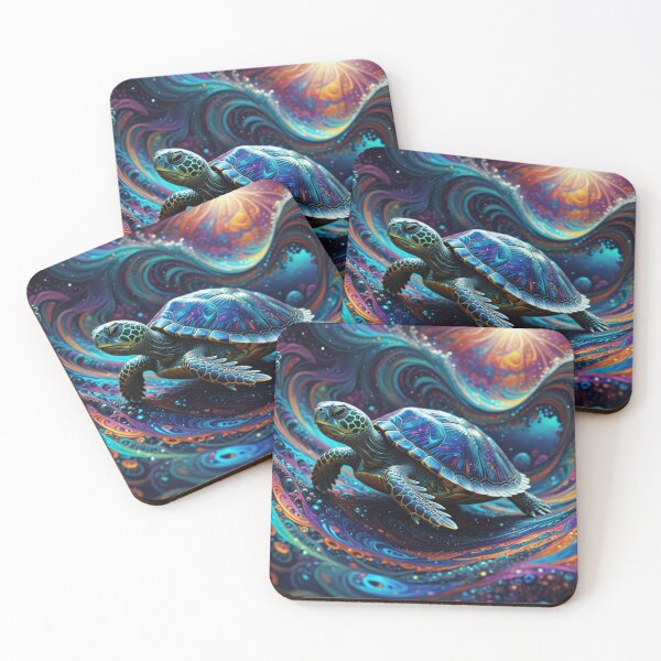Item preview, Cosmic Fractal Sea Turtle – Galactic Ocean Fantasy Art designed and sold by Harmonic_Layers.