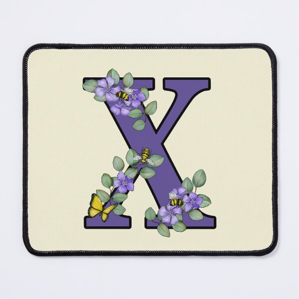 Item preview, Letter X, Decorated Purple Initial, Eucalyptus Leaves, Periwinkles, Bees and Butterfly designed and sold by JoyfulWhimsy.