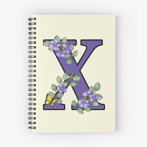 Item preview, Letter X, Decorated Purple Initial, Eucalyptus Leaves, Periwinkles, Bees and Butterfly designed and sold by JoyfulWhimsy.