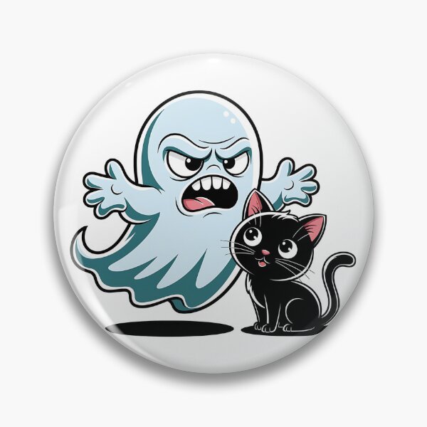 Item preview, Funny Halloween Ghost with Cute Kitty Cartoon Illustratio designed and sold by Fragy72.