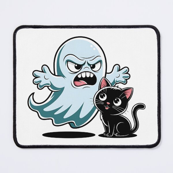 Item preview, Funny Halloween Ghost with Cute Kitty Cartoon Illustratio designed and sold by Fragy72.