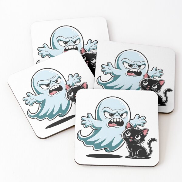 Item preview, Funny Halloween Ghost with Cute Kitty Cartoon Illustratio designed and sold by Fragy72.