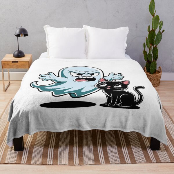 Item preview, Funny Halloween Ghost with Cute Kitty Cartoon Illustratio designed and sold by Fragy72.