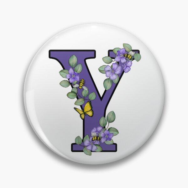 Item preview, Letter Y, Decorated Purple Initial, Eucalyptus Leaves, Periwinkles, Bees and Butterfly designed and sold by JoyfulWhimsy.