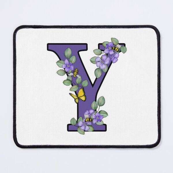 Item preview, Letter Y, Decorated Purple Initial, Eucalyptus Leaves, Periwinkles, Bees and Butterfly designed and sold by JoyfulWhimsy.