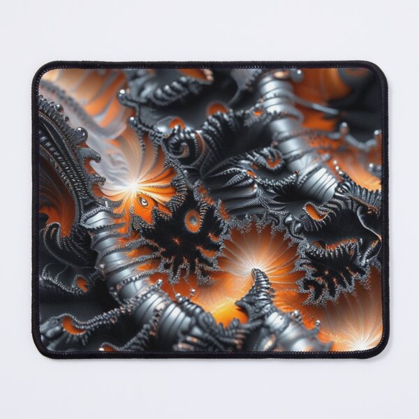 Item preview, Dark Autumn Fractal Fire – Silver & Orange Abstract Art designed and sold by Harmonic_Layers.