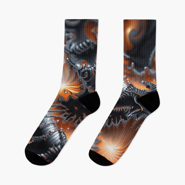 Item preview, Dark Autumn Fractal Fire – Silver & Orange Abstract Art designed and sold by Harmonic_Layers.