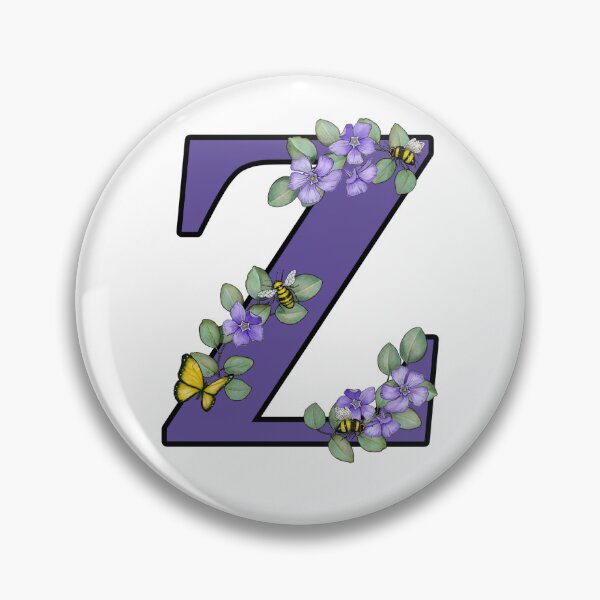 Item preview, Letter Z, Decorated Purple Initial, Eucalyptus Leaves, Periwinkles, Bees and Butterfly designed and sold by JoyfulWhimsy.