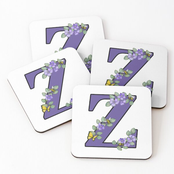Item preview, Letter Z, Decorated Purple Initial, Eucalyptus Leaves, Periwinkles, Bees and Butterfly designed and sold by JoyfulWhimsy.