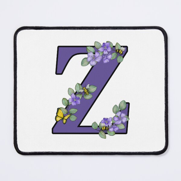 Item preview, Letter Z, Decorated Purple Initial, Eucalyptus Leaves, Periwinkles, Bees and Butterfly designed and sold by JoyfulWhimsy.