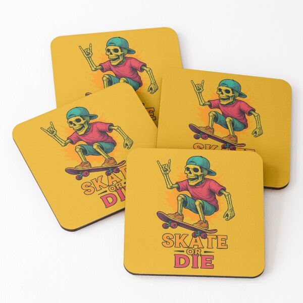 Item preview, Skate Or Die Skeleton Neon Board Rider designed and sold by ArtComixHaven.