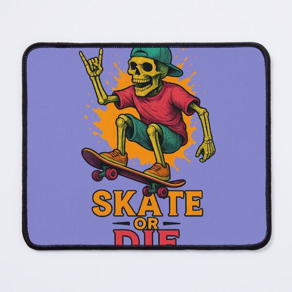 Item preview, Skate Or Die Skeleton Neon Board Rider designed and sold by ArtComixHaven.