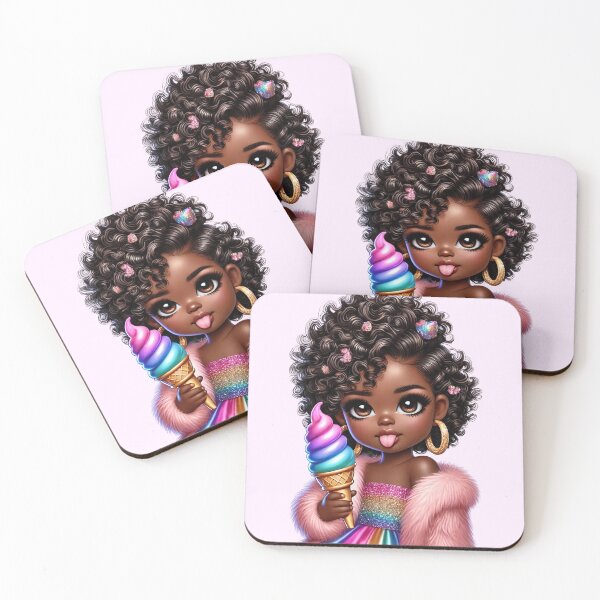 Item preview, Beautiful Brown Skin Girl with Curly Hair – Elegant Art Style designed and sold by Lulunza.