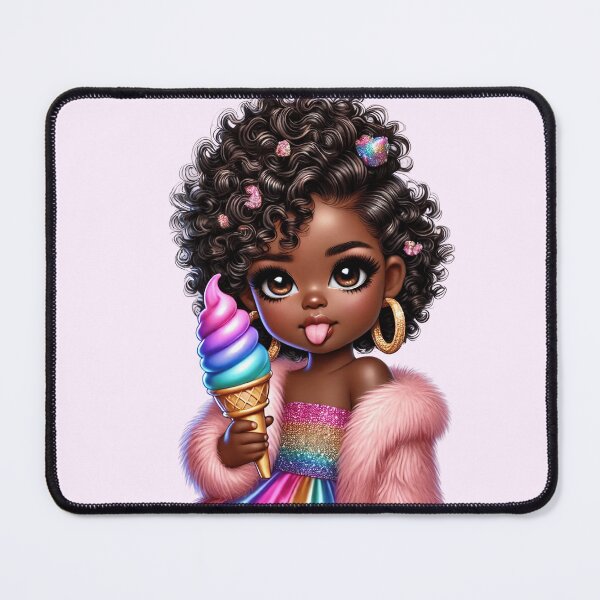 Item preview, Beautiful Brown Skin Girl with Curly Hair – Elegant Art Style designed and sold by Lulunza.