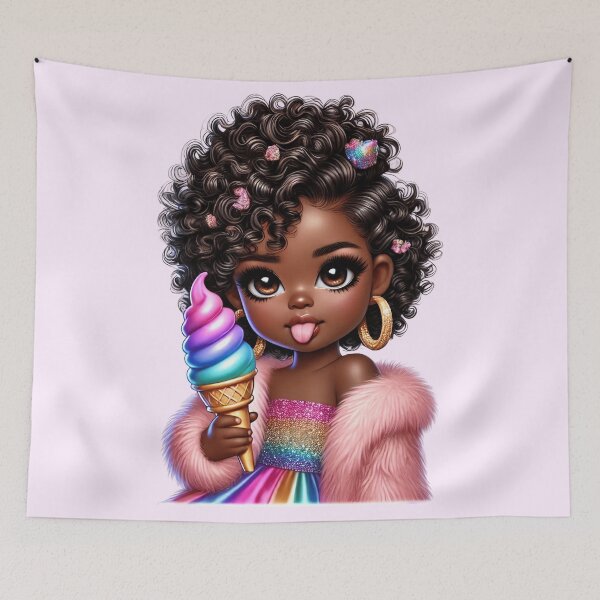 Item preview, Beautiful Brown Skin Girl with Curly Hair – Elegant Art Style designed and sold by Lulunza.