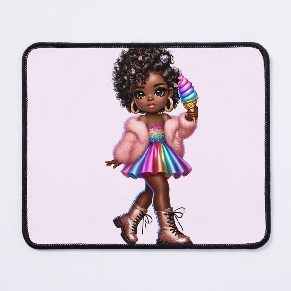 Item preview, Beautiful Brown Skin Girl with Curly Hair – Elegant Art Style designed and sold by Lulunza.