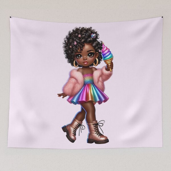 Item preview, Beautiful Brown Skin Girl with Curly Hair – Elegant Art Style designed and sold by Lulunza.