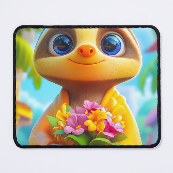 Item preview, Cute Sloth Holding a Colorful Flower Bouquet designed and sold by Artessie.