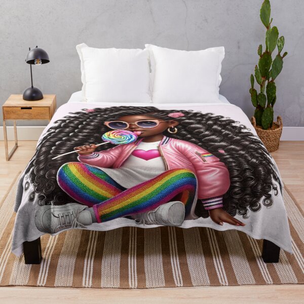 Item preview, Beautiful Brown Skin Girl with Curly Hair – Elegant Art Style designed and sold by Lulunza.