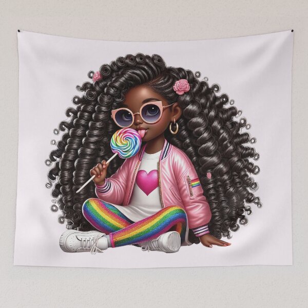 Item preview, Beautiful Brown Skin Girl with Curly Hair – Elegant Art Style designed and sold by Lulunza.