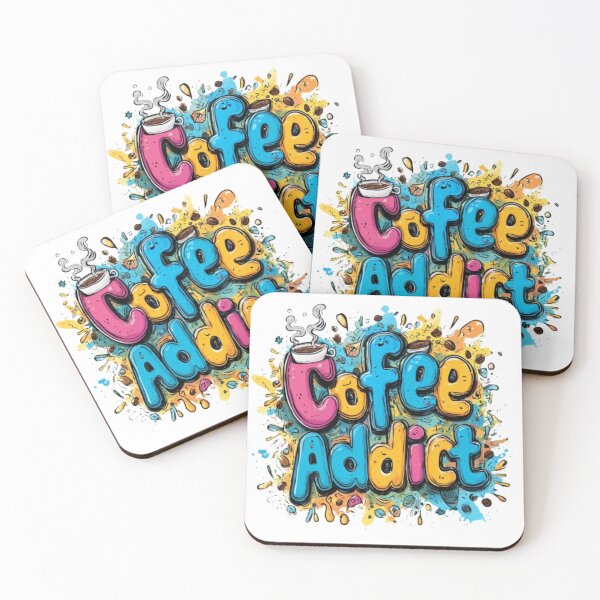 Item preview, Coffee Addict Funny Colorful Typography Design designed and sold by AlexLineArt.