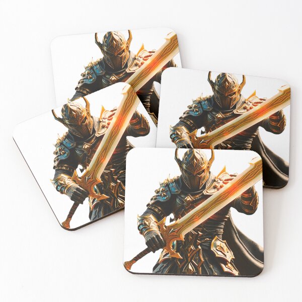 Item preview, Epic Golden Armored Warrior with Flaming Sword – Fantasy Art designed and sold by Printeca.