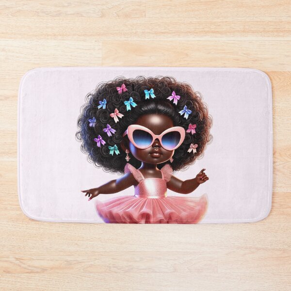 Item preview, Beautiful Brown Skin Girl with Curly Hair – Elegant Art Style pink dress designed and sold by Lulunza.