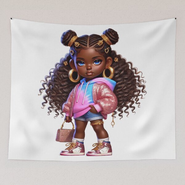 Item preview, Sweet Brown Skin Girl with Sparkling Eyes – Cute Character Art designed and sold by Lulunza.