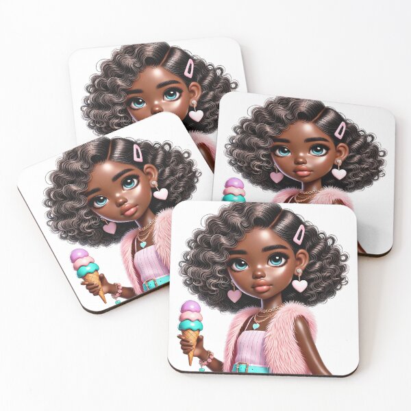 Item preview, Sweet Brown Skin Girl with Sparkling Eyes – Cute Character Art designed and sold by Lulunza.