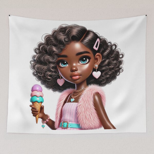 Item preview, Sweet Brown Skin Girl with Sparkling Eyes – Cute Character Art designed and sold by Lulunza.