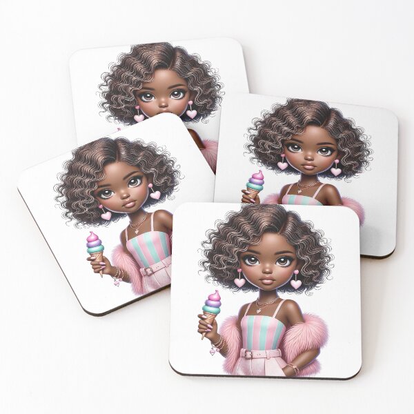 Item preview, Sweet Brown Skin Girl with Sparkling Eyes – Cute Character Art designed and sold by Lulunza.
