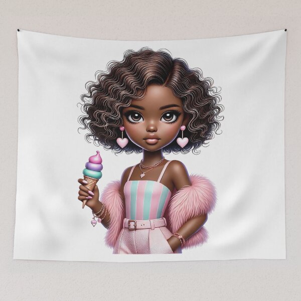 Item preview, Sweet Brown Skin Girl with Sparkling Eyes – Cute Character Art designed and sold by Lulunza.