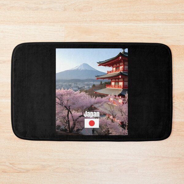 Item preview, Mount Fuji with cherry blossoms and traditional japanese houses designed and sold by Tienda-Vane.