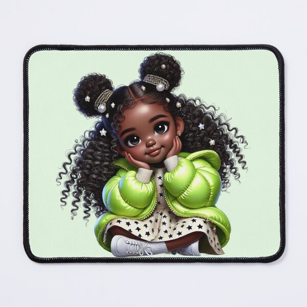 Item preview, Cute Black Girl with Braids – Adorable Cartoon Illustration designed and sold by Lulunza.