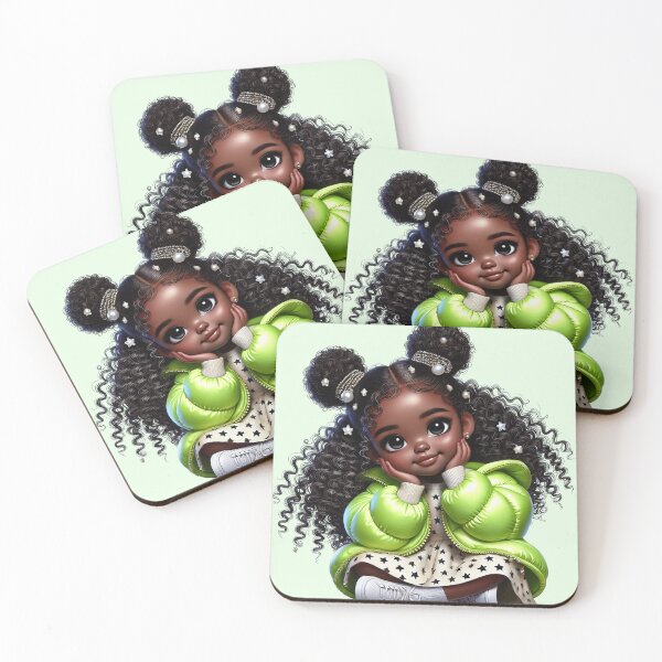 Item preview, Cute Black Girl with Braids – Adorable Cartoon Illustration designed and sold by Lulunza.