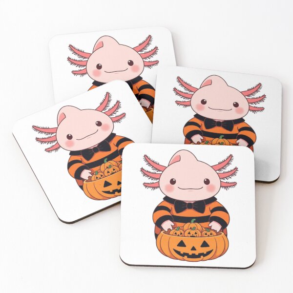 Item preview, Halloween axolotl with pumpkin-shaped candy baskets designed and sold by JonysCreativeDesigns.