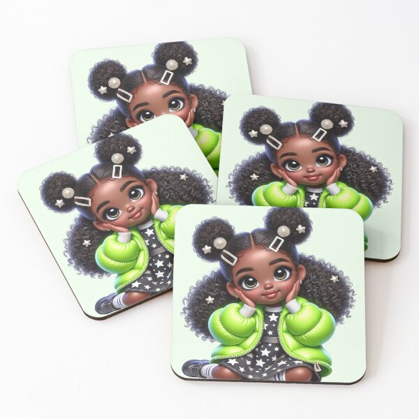 Item preview, Cute Black Girl with Braids – Adorable Cartoon Illustration designed and sold by Lulunza.