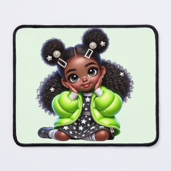 Item preview, Cute Black Girl with Braids – Adorable Cartoon Illustration designed and sold by Lulunza.