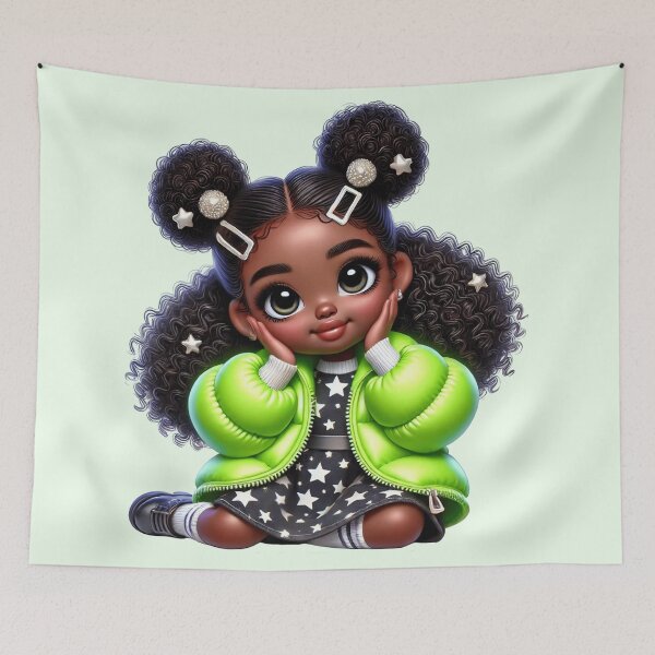 Item preview, Cute Black Girl with Braids – Adorable Cartoon Illustration designed and sold by Lulunza.