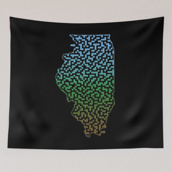 Item preview, Illinois State Outline Maze & Labyrinth T-Shirt designed and sold by gorff.
