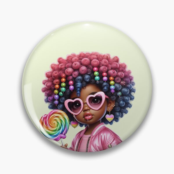 Item preview, Happy Black Girl with Puffs – Playful Cartoon Style designed and sold by Lulunza.