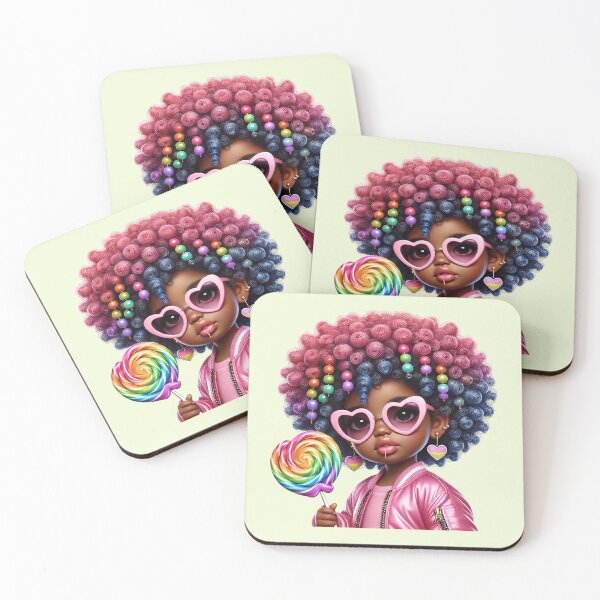 Item preview, Happy Black Girl with Puffs – Playful Cartoon Style designed and sold by Lulunza.