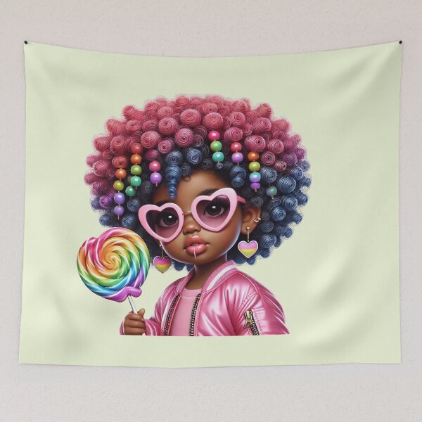 Item preview, Happy Black Girl with Puffs – Playful Cartoon Style designed and sold by Lulunza.