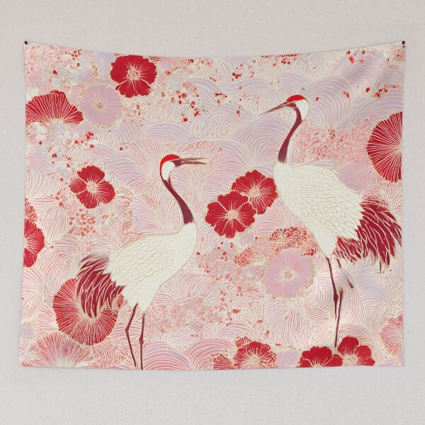 Item preview, Graceful Crane Yuzen Design  Japanese Cultural Symbol of Longevity designed and sold by Pariunos.