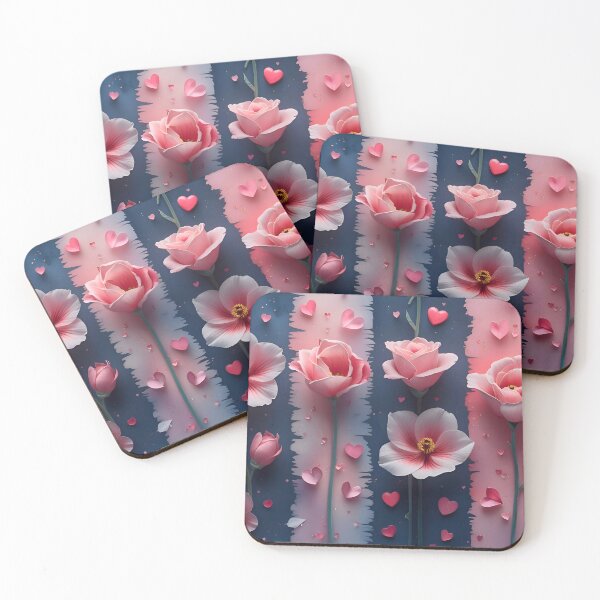 Item preview, Elegant Romantic Floral Desk Mat – Pink Roses & Hearts Design for a Lovely Workspace designed and sold by A L O N E.
