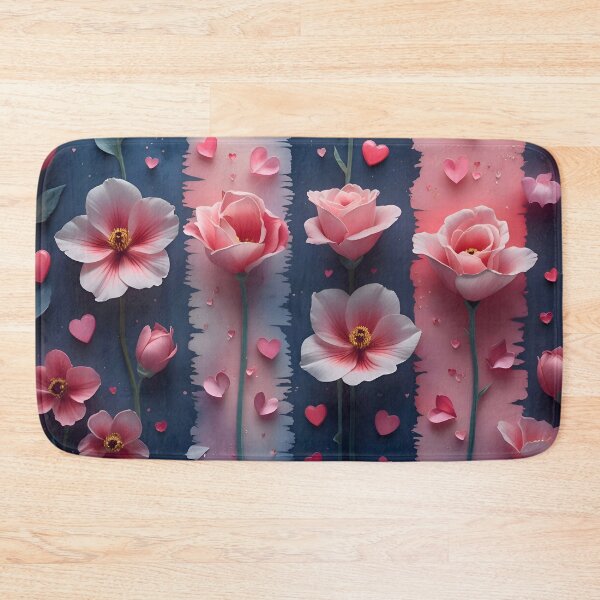 Item preview, Elegant Romantic Floral Desk Mat – Pink Roses & Hearts Design for a Lovely Workspace designed and sold by A L O N E.