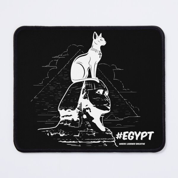 Item preview, Bastet Goddess with Pyramids & Sphinx – Ancient Egypt Artwork designed and sold by Egypt Karoft Tours.