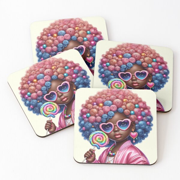 Item preview, Happy Black Girl with Puffs – Playful Cartoon Style hair colours designed and sold by Lulunza.