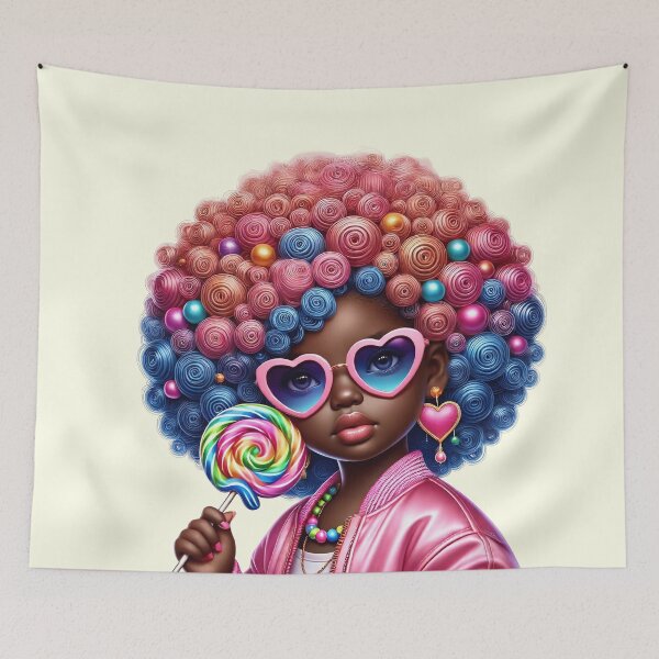 Item preview, Happy Black Girl with Puffs – Playful Cartoon Style hair colours designed and sold by Lulunza.